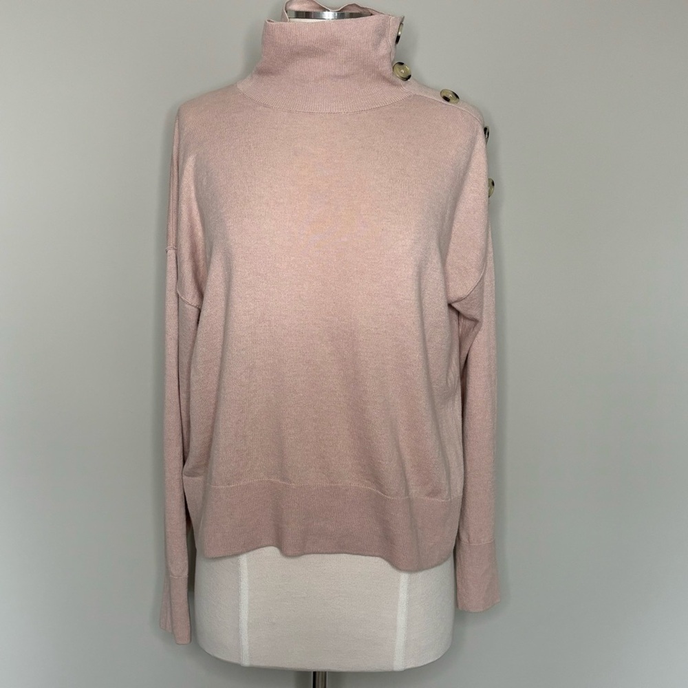 Sanctuary Mock Neck Button Detail Sweater in Apricot, Small